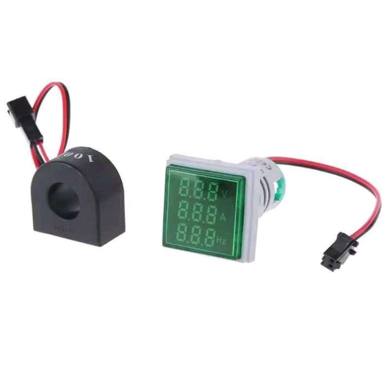 Voltmeter Digital 3 in 1 Voltmeter Ampere meter Hz meter ukuran 3 cm / lampu pivot