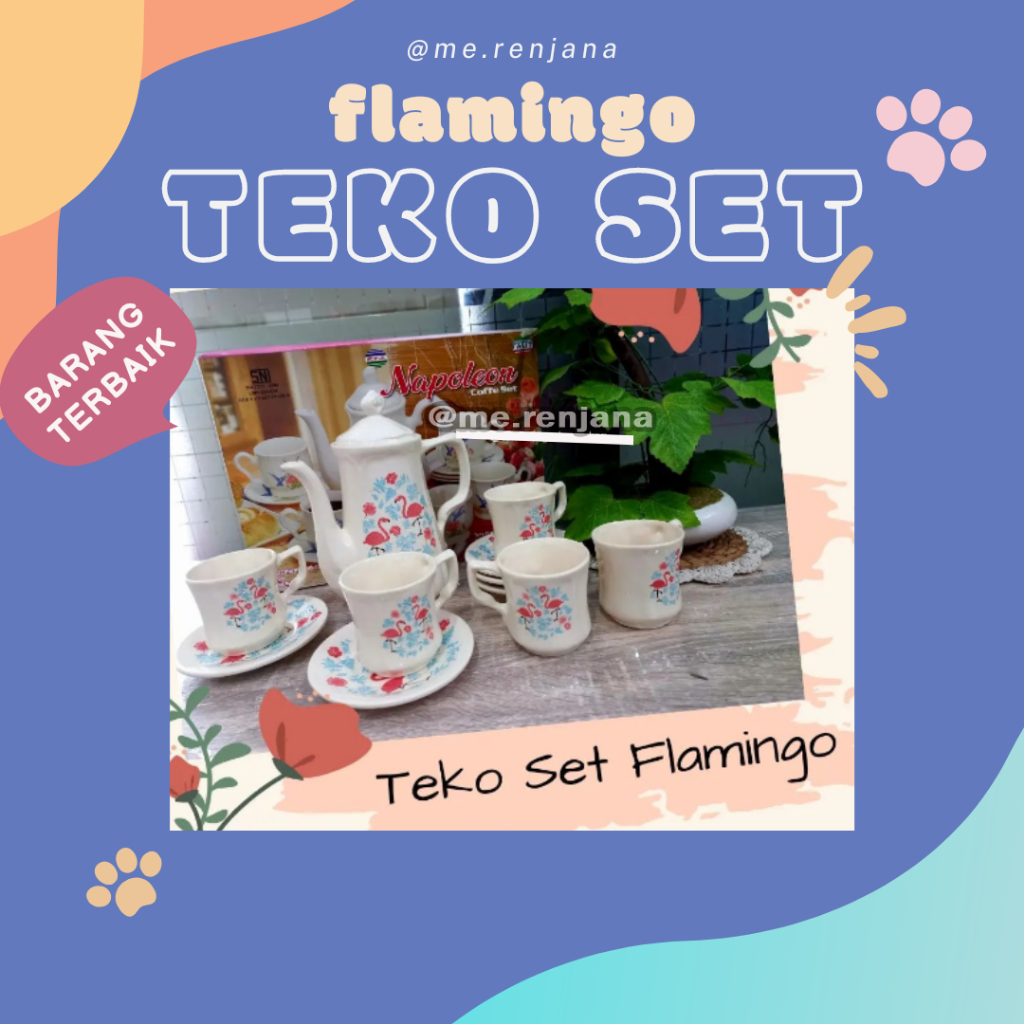 teko set flamingo, teko cangkir 11pcs