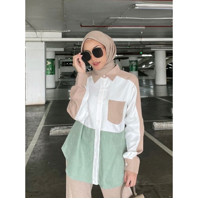 Suede blouse Sage SM vanilla hijab