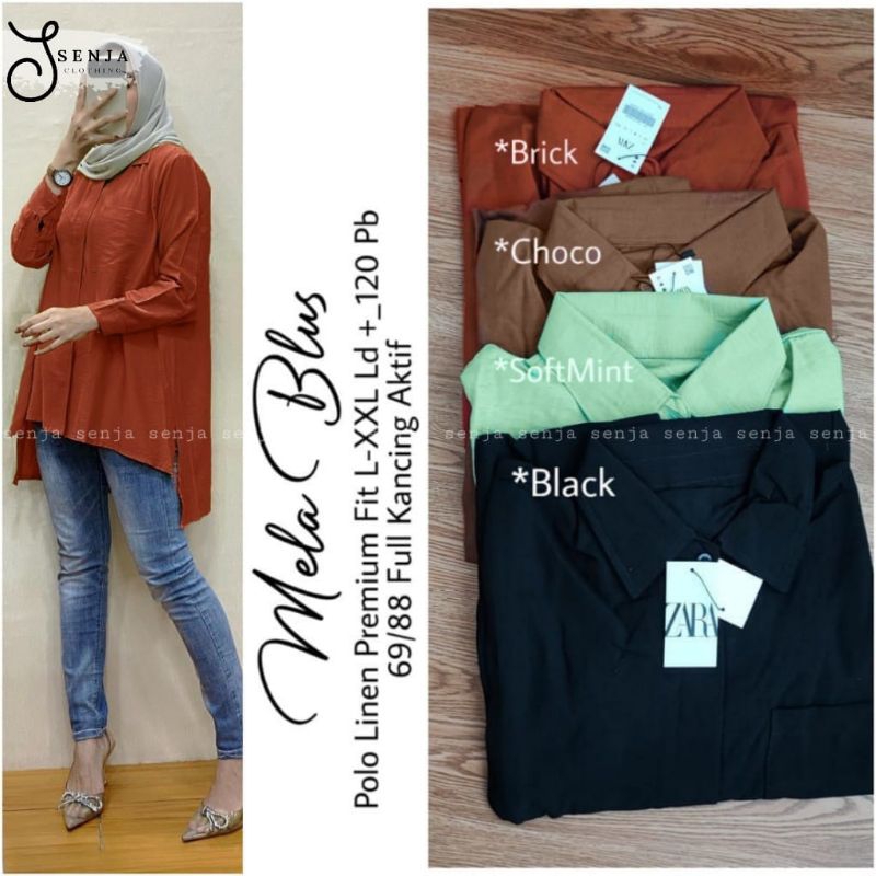 Mela blouse polo linen premium by Senja