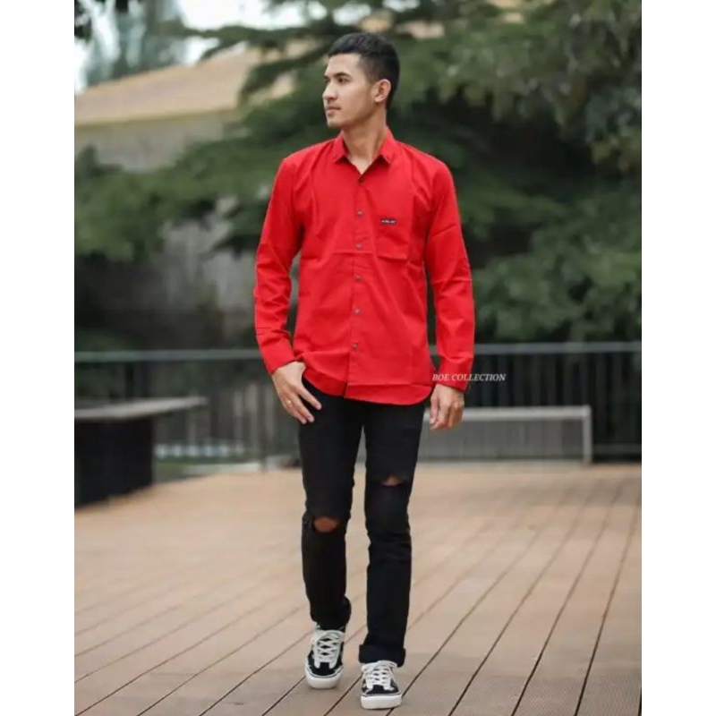 Kemeja Merah cabe Pria Kemeja Polos Panjang Merah cabe Pria Kemeja polos Merah cabe Pria Kemeja Polo