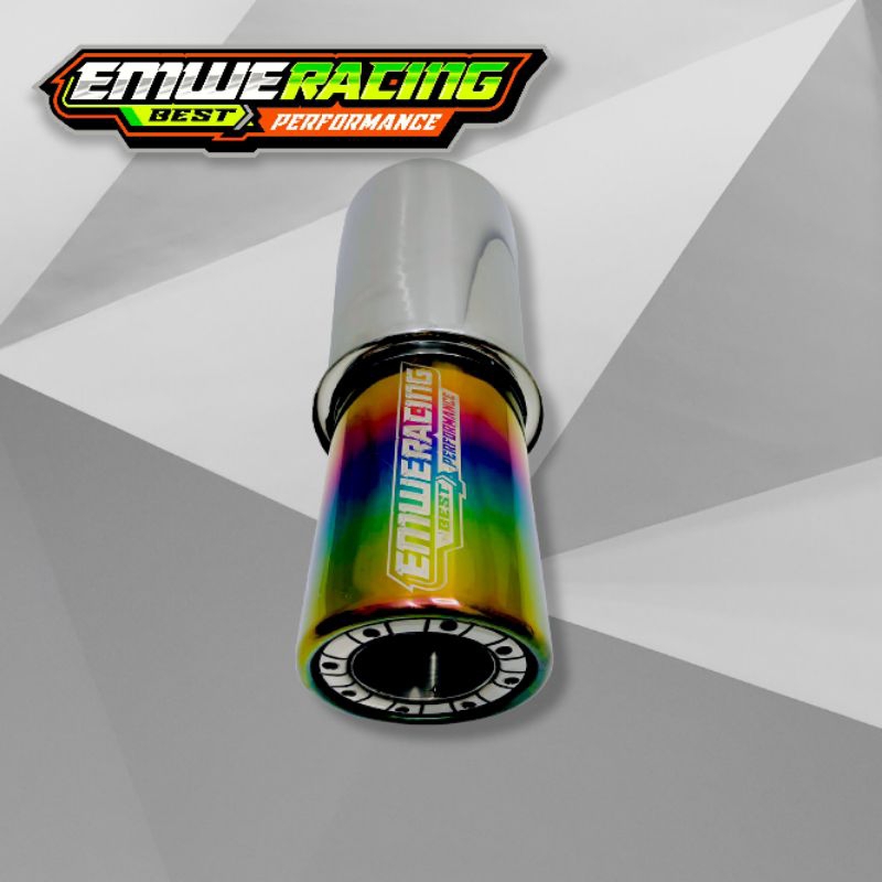 Mikhaeladsport Knalpot Mobil Emwe Racing Gronel Sedet Bor Pelangi Full Stenlis Ngebas Adem Bulet