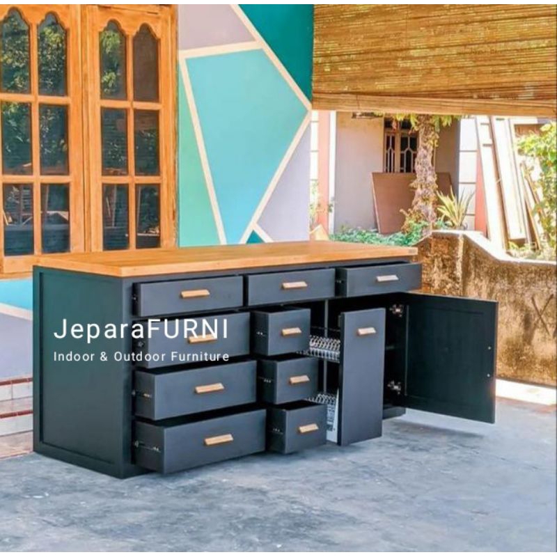 Meja dapur kayu jati jepara rak dapur jati
