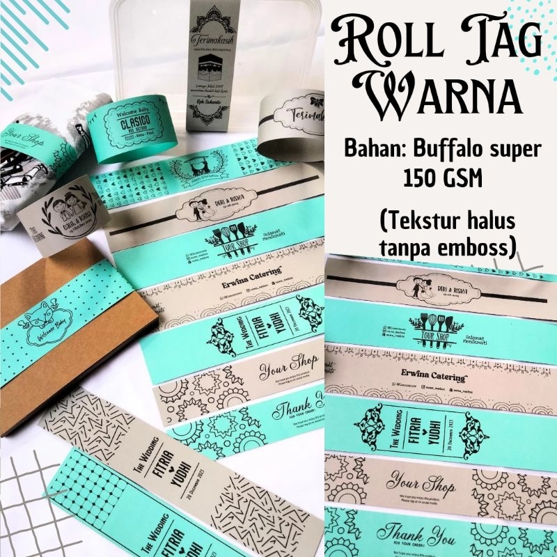 

NEW!!! [isi 23-38pcs] ROLL TAG HIJAB/ ROLLTAG SOUVENIR/ROLL TAG WARNA/ROLL TAG CUSTOM MURAH/ SABUK HIJAB MURAH