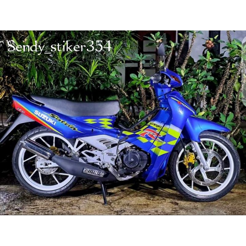 Striping satria lumba biru bahan berkualitas ll Striping Satria R Satria Lumba Biru kenny Roberts ll