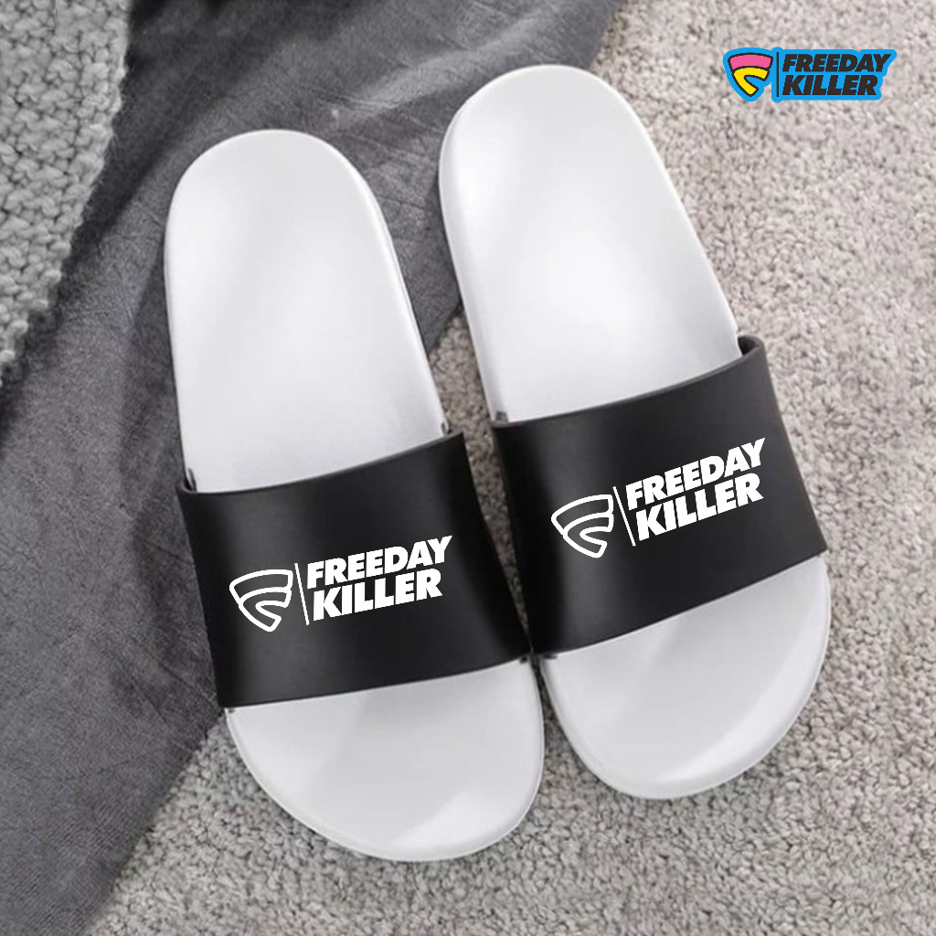 Sandal Distro Freeday Killer Alas Warna Putih Sendal Slide Pria dan Wanita Terbaru Sendal Slop Slip 