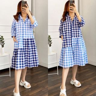 JITO INC - TUNIK BABYDOLL KATUN KOTAK IMPORT LENGAN PANJANG DRESS OVERSIZED