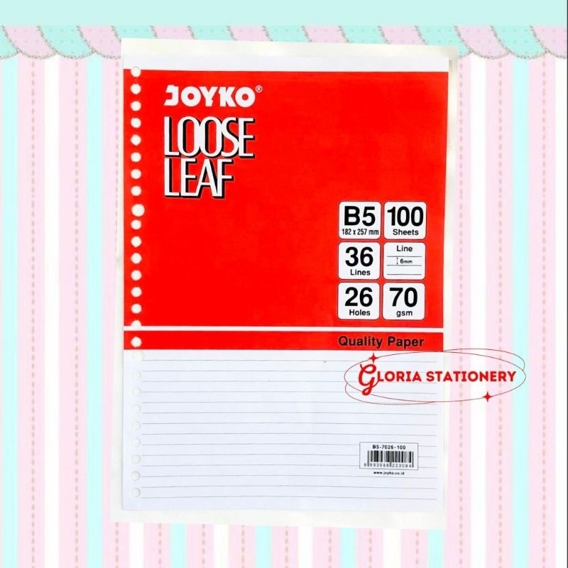 

Joyko loose leaf B5 100 lembar/ kertas binder B5 100 lembar Joyko