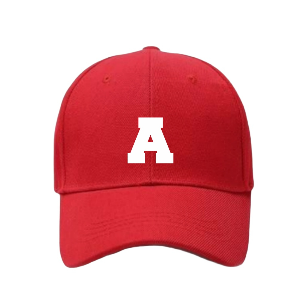 Topi Baseballcap Abjad Huruf Teks Alphabet A B C D E F G H I J K L M N O P Q R S T U V W X Y Z Navy merah