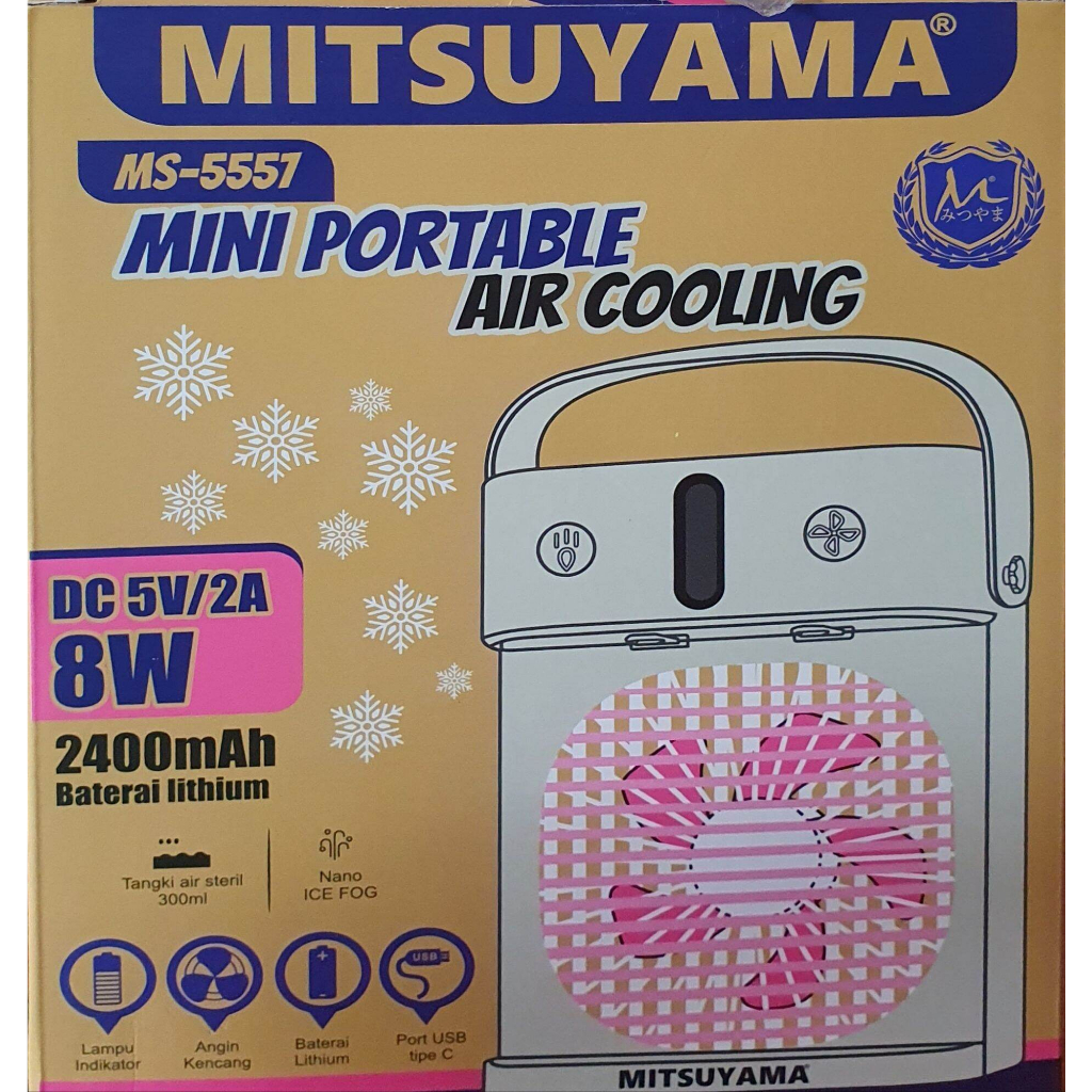 Pendingin Atau Pembersih Udara Air Cooling Fan / AC Mini Portable Mitsuyama MS-5557 Kipas Angin Uap