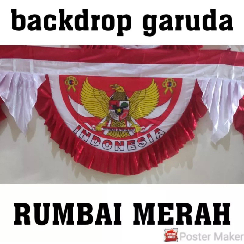 BISA GROSIR Bendera Merah Putih Backgraund Garuda/ Bendera Bekron merah putih