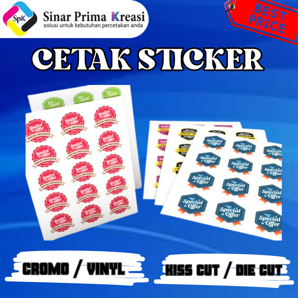 

Cetak Print Sticker / Stiker Label Bulat Kemasan Makanan Produk Cromo / Vinyl A3 Cutting KISS CUT