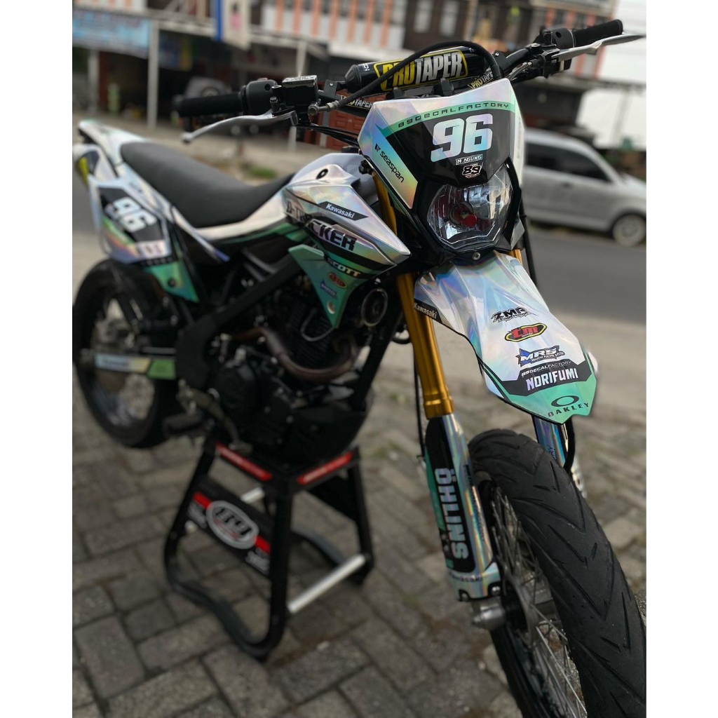 Decal Dtraker,KLX BF Hologram DECAL KLX DTRACKER HITAM FULL BODY DESAIN MINIMALIS