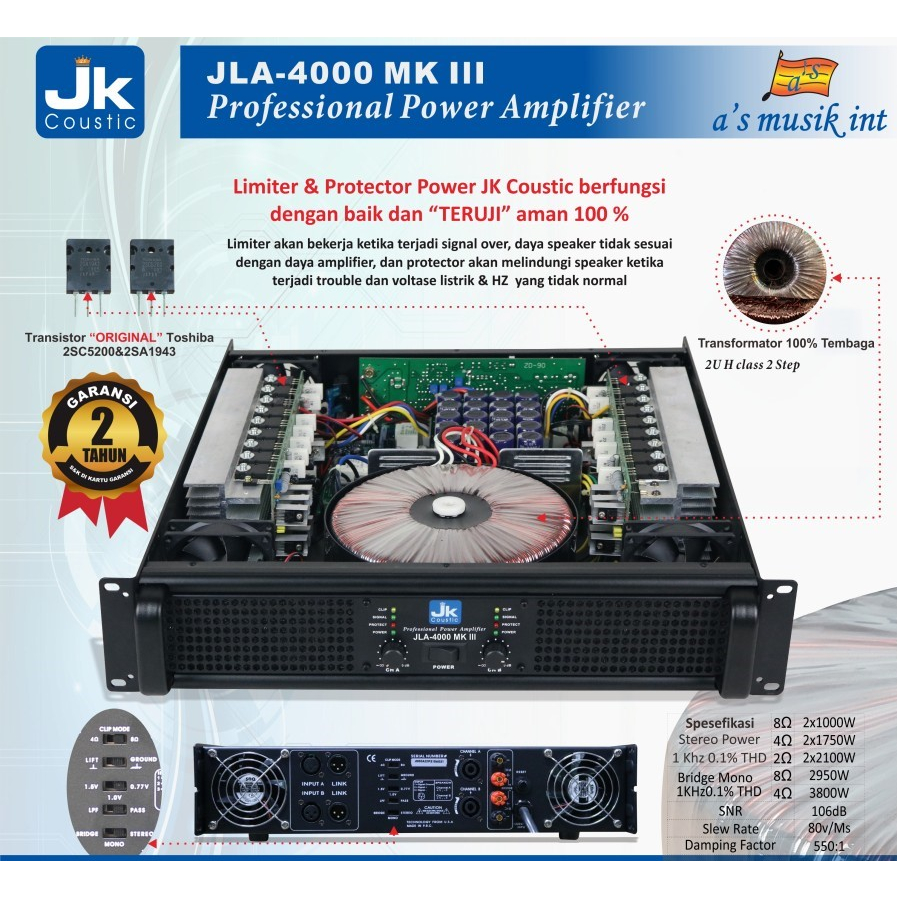 Power JLA-4000 MK III JK Coustic Power Amplifier JLA 4000 MKIII