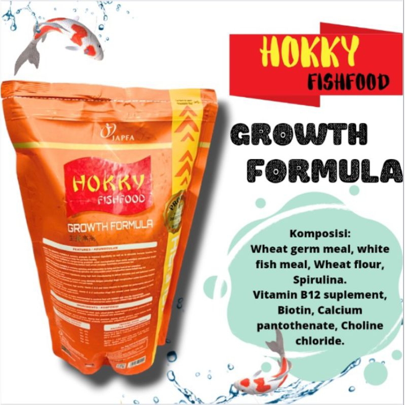 Makanan Ikan HOKKY GROWTH FORMULA SIZE S,M,L 1KG