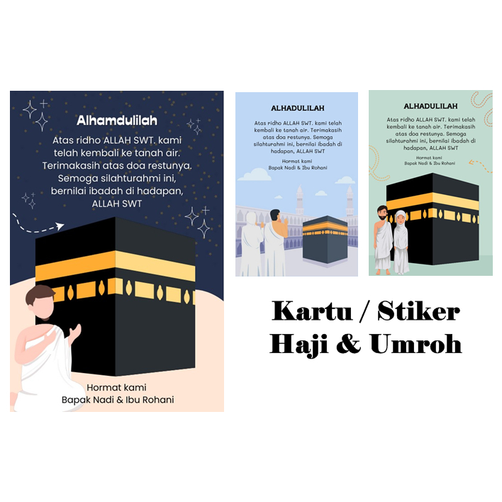 Kartu Ucapan Tasyakuran Haji / Umroh & Stiker Ucapan Tasyakuran Haji / Umroh