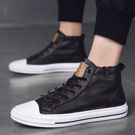 sepatu spatu bot boots tnggi pria laki laki cowok warna hitam bahan kulit sintetis uuran 37 38 39 40