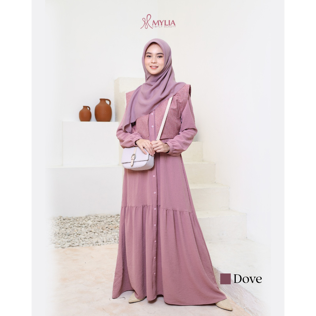 Mylia | Qiana Dress Dove Gamis Daily  Vest 2in1 Korean Style