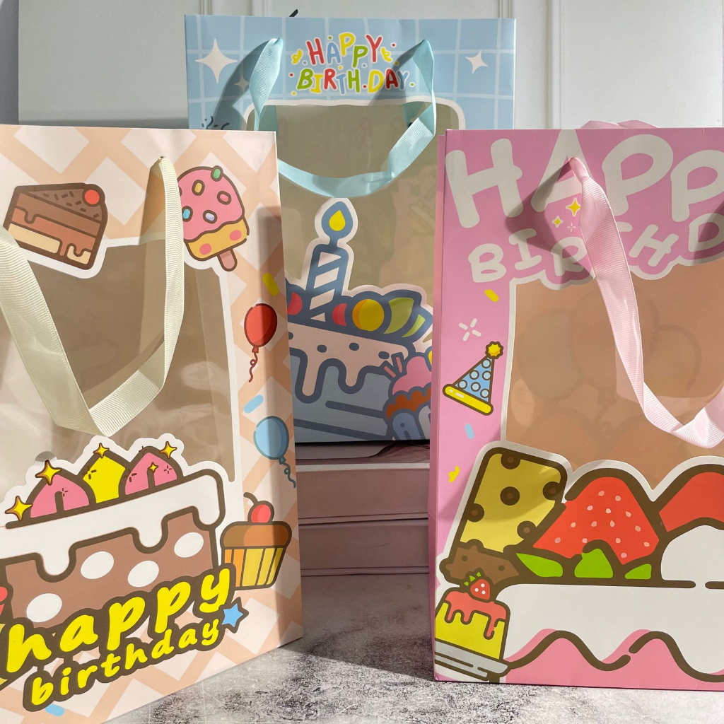 

paper bag happy birthday besar CD-765 uk 25x12x33 cm tas kertas lucu bisa COD termurah imut import kebutuhan hadiah anak