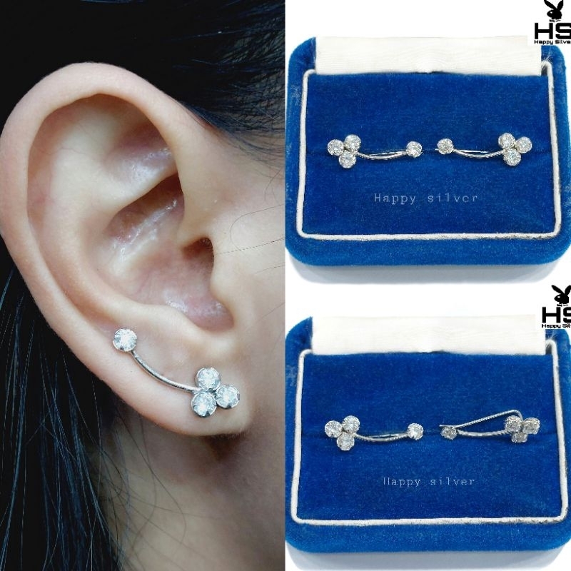 ANTING TUSUK PERAK ASLI 925 SILVER LAPIS EMAS PUTIH-MODEL TUSUK PANJANG PERMATA-PERHIASAN PERAK