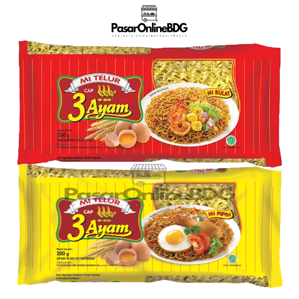 

Mie Telur Cap 3 Ayam Pipih/Bulat 200G 2PCS