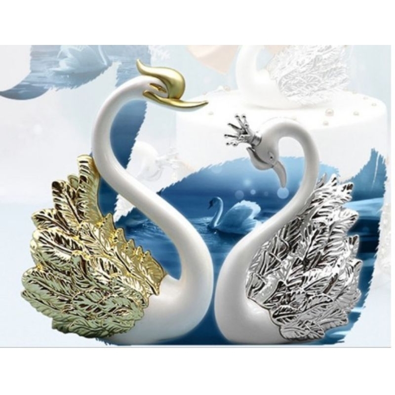

Cake Topper/Hiasan Kue Bebek Angsa Gold & Silver