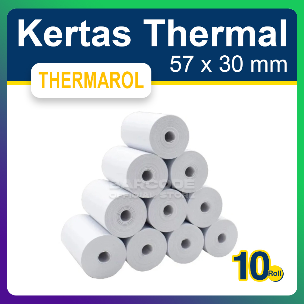 

1 Slop Thermarol 57x30mm / 57x30 / 57 x 30 mm Kertas Struk Kasir Termal Coreless 10 Pcs