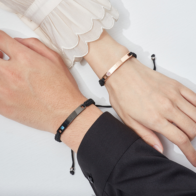OLEVS Gelang Couple Serut Perhiasan Fashion Perak Emas Mawar Stainless Steel Gelang Model GS1014