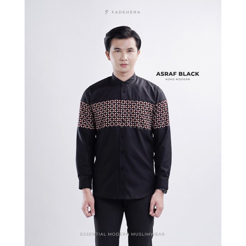 KOKO MODERN FADKHERA ASRAF BLACK | BAJU MUSLIM PRIA | KEMKO BATIK