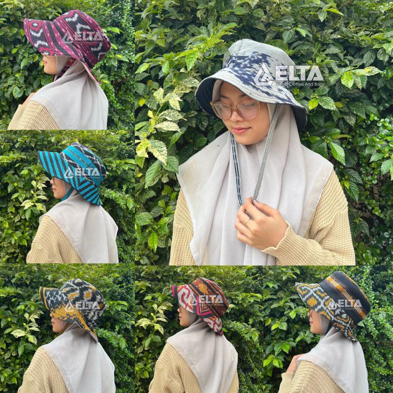 Topi bucket hat tenun etnik
