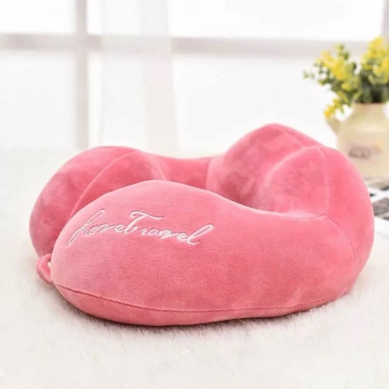 Bantal Leher Dewasa Love Travel Bantal Sandar Kepala Santai Tidur Siang Bantal Leher Kantor Bus Pesa