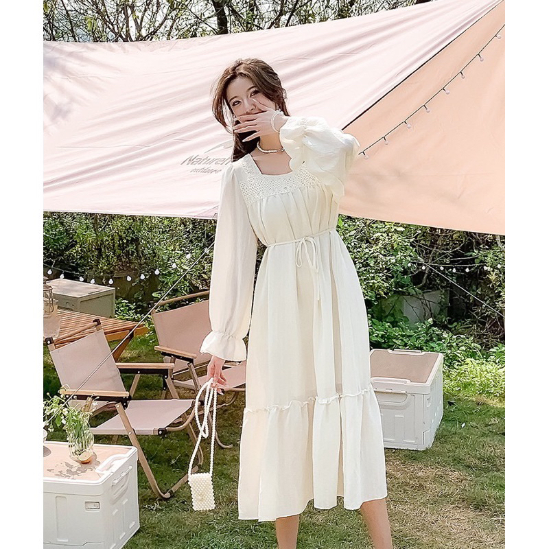 Mina Dress Korean Chic Simple Basic Minimalis Casual Dinner Hijab Long Sweet Holiday Polos Midi Leng