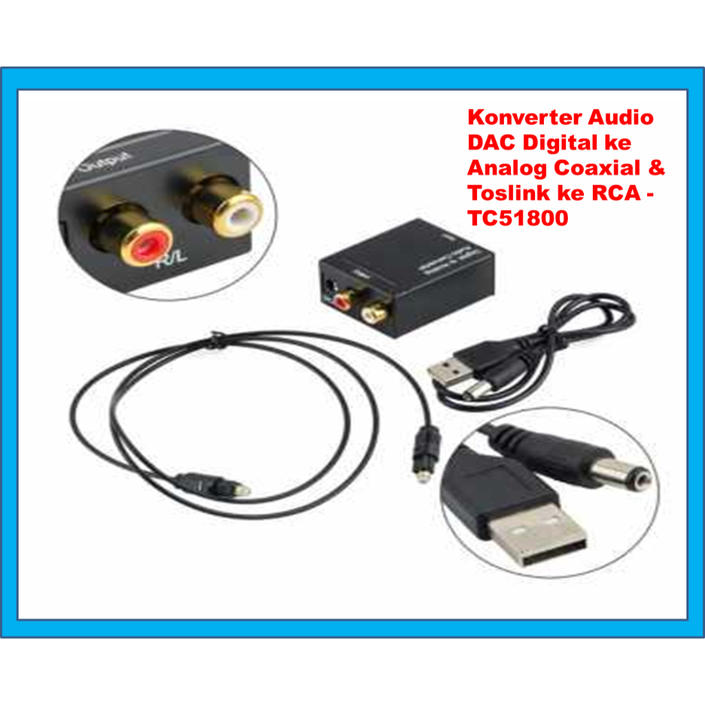 TERLARIS Audio Converter Digital To Analog Toslink Optical / Optic Rca Coaxial  & Toslink ke RCA - T