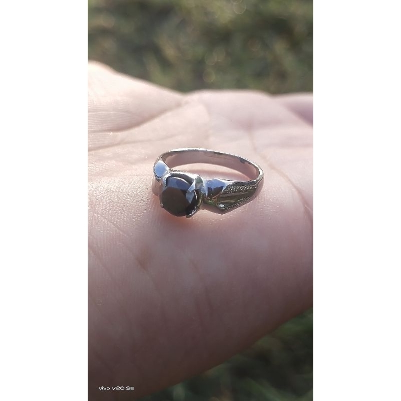 cincin wanita fashion natural berlian hitam 1,16 crt simple elegan gratis memo lab bukti asli d jami