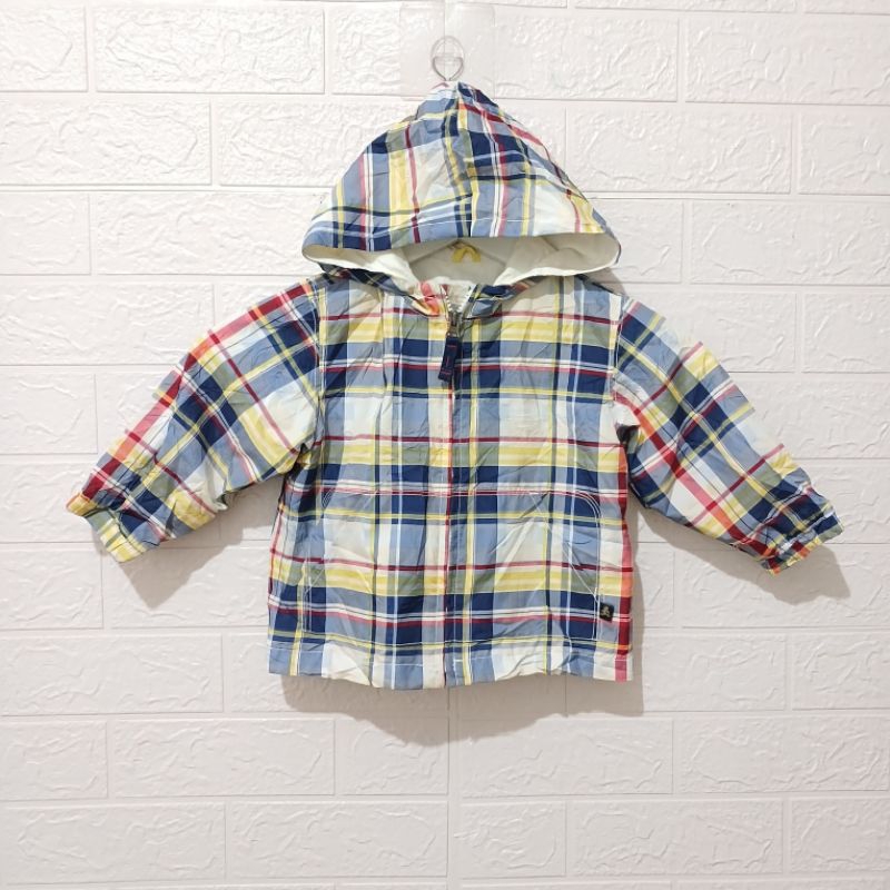 Jaket Hoodie Parasut Anak GAP Kotak Putih