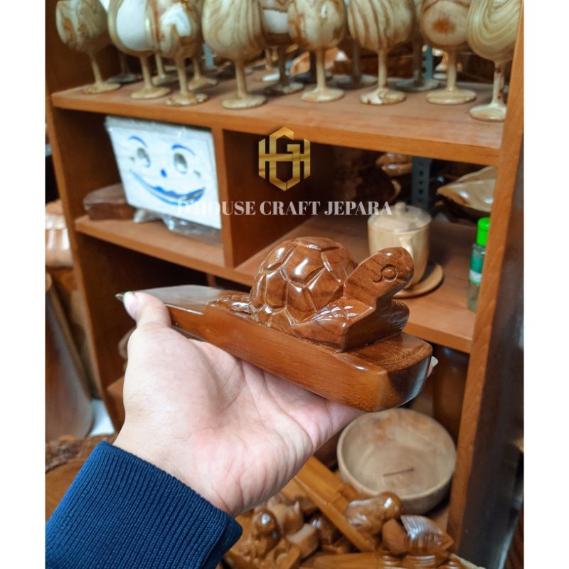 Ganjal Pintu Model Kura Kura Kayu Jati Panjang 20cm
