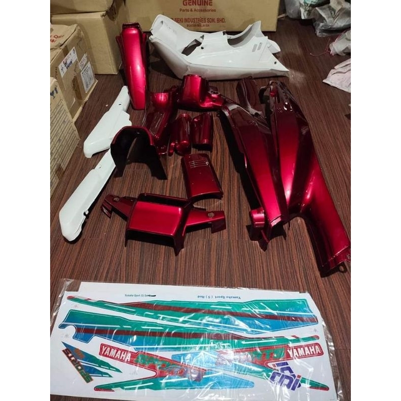Bodi Fullset Full Set Body Set Bodi Set Komplit Lengkap Yamaha Alfa Merah Maroon Impor Dari Malaysia