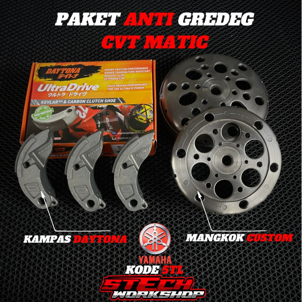 PAKET ANTI GEREDEK MIO KARBU MIO SPORTY MANGKOK KOPLING KAMPAS KOPLING OTOMATIS DAYTONA