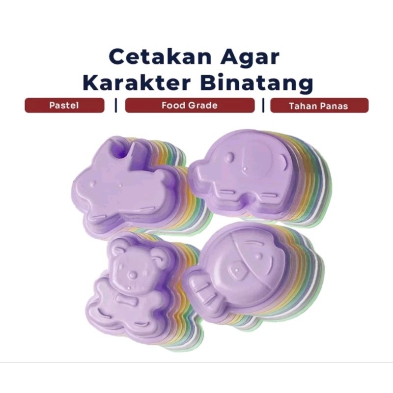 4pcs cetakan karakter warna pastel