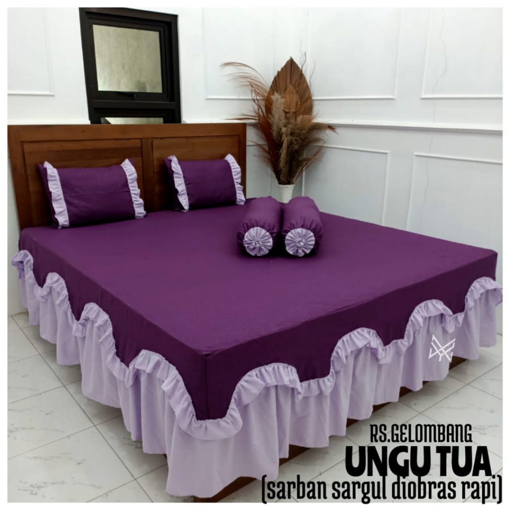 Model Terbaru Best Seller Sprei Rumbai Susun Gelombang Murah Size King No. 1 180x200 Sprei Rumbai Su