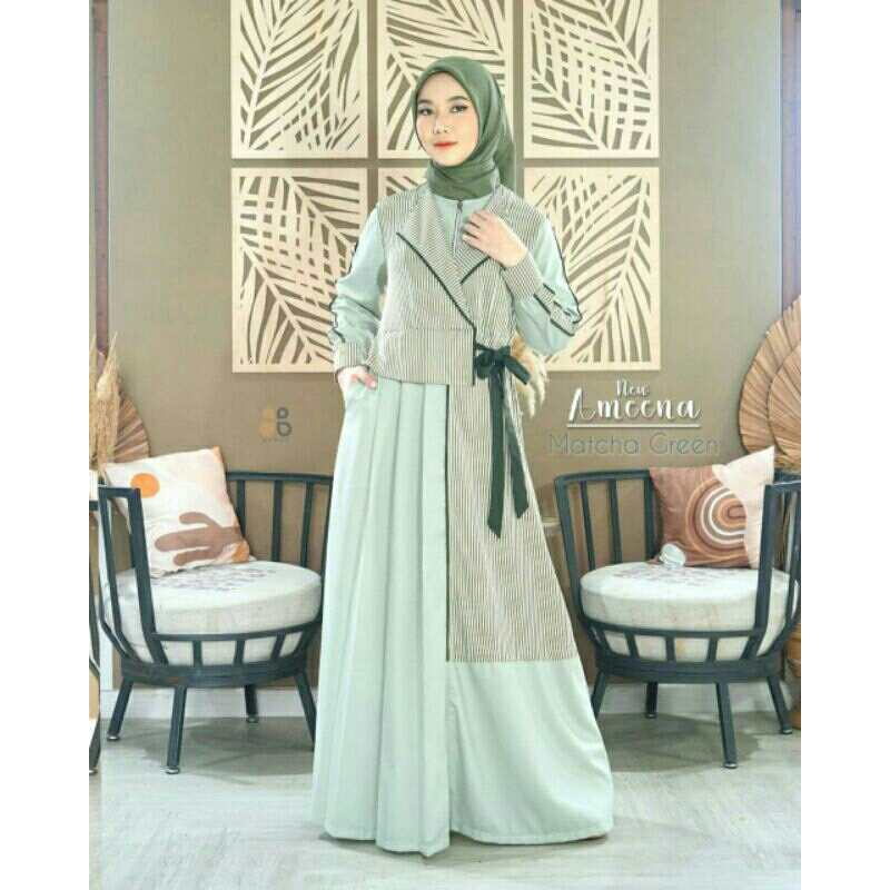BAJU GAMIS AMEENA MATCHA GREEN BY NUBUA