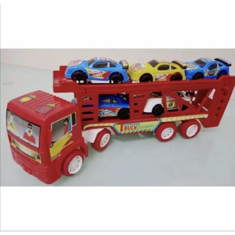 mainan Anak Laki-laki Truk Kontainer Volvo Isi Mobil Dan Konstruksi St 2110 / St 2111 | Mainan Truk 