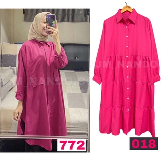 JITO INC - TUNIK NAILA FUSCHIA KANTONG DUA RUFLLE TWO POUNCH BAHAN KATUN PREMIUM KUALITAS IMPORT FAS