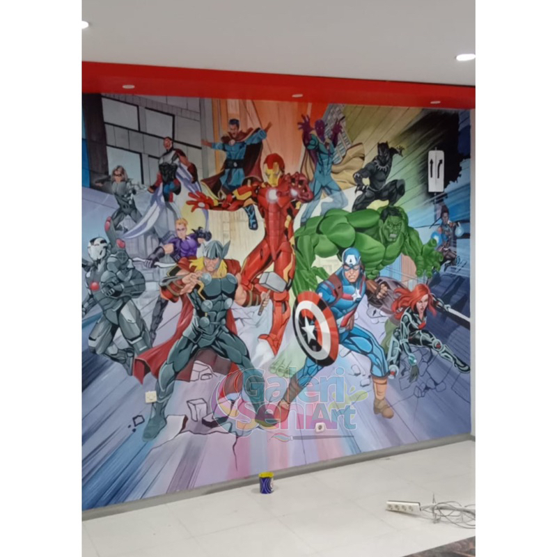 Jasa lukis dinding mural | Lukis dinding mural tema Avengers & Ben 10
