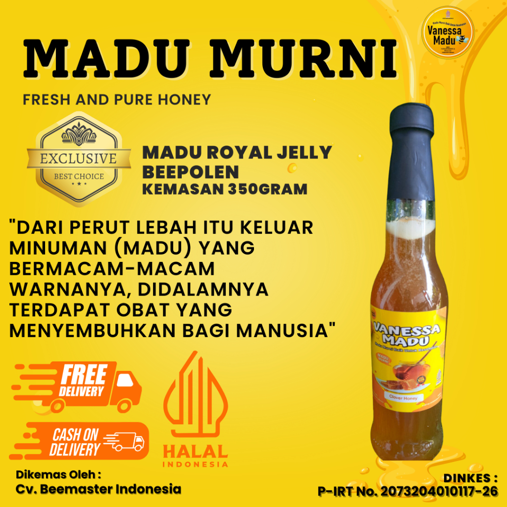 

MADU ROYAL JELLY BEEPOLEN KEMASAN 350GRAM 100% ASLI MURNI