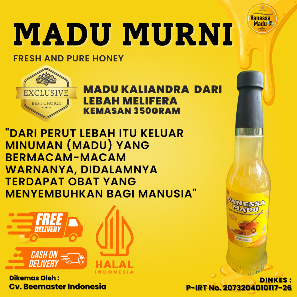 

MADU KALIANDRA DARI LEBAH MELIFERA KEMASAN 350GRAM 100% ASLI MURNI