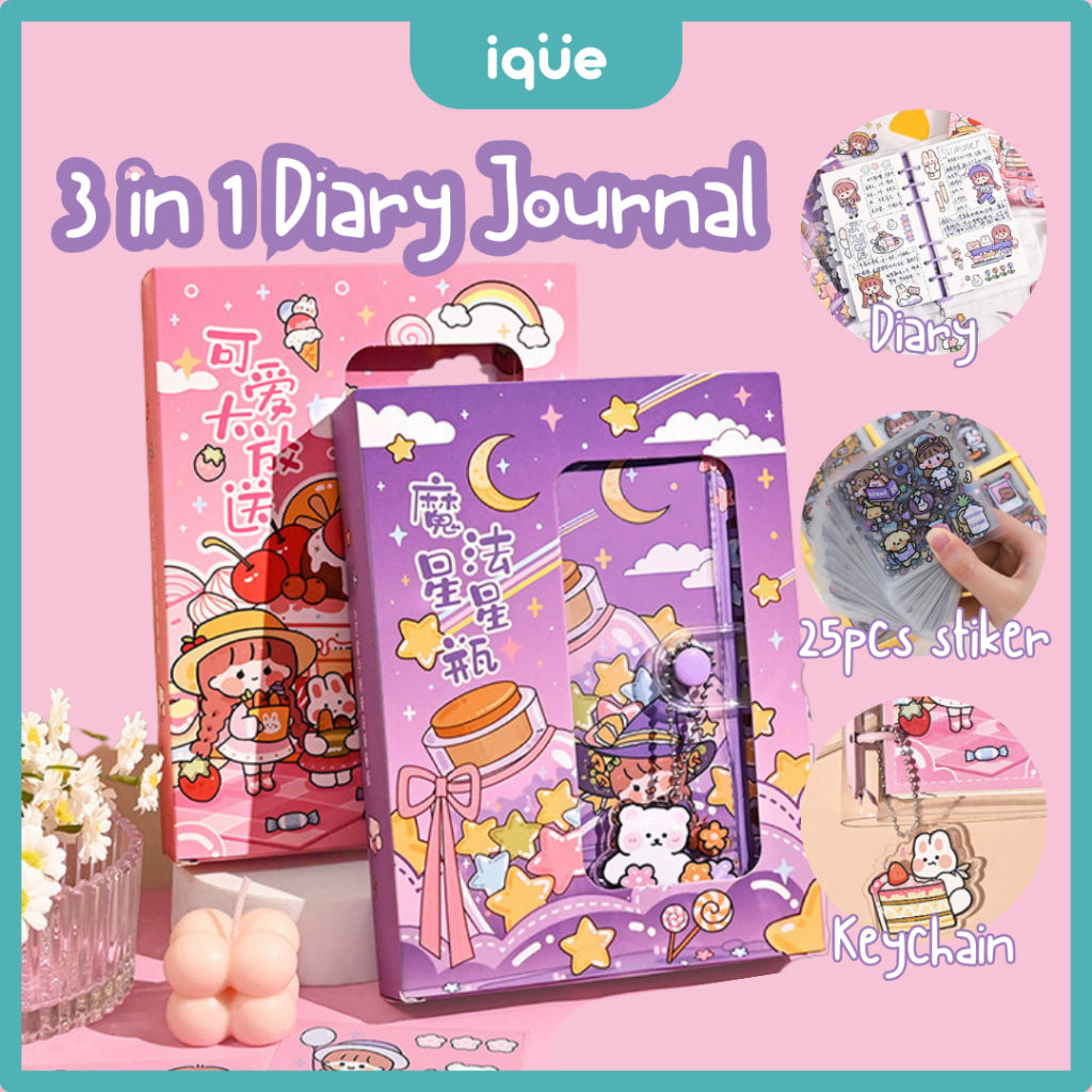 

Cute Diary Journal Korea Style Binder Diary Set Lengkap Kertas A6 Buku Catatan Harian Notebook