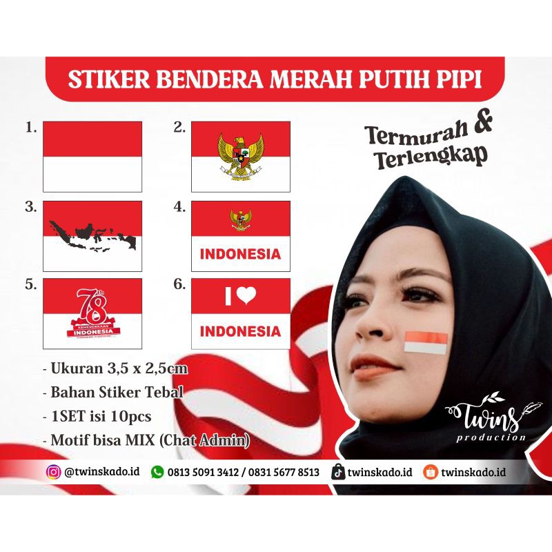 

STIKER BENDERA MERAH PUTIH PIPI TERMURAH!!!