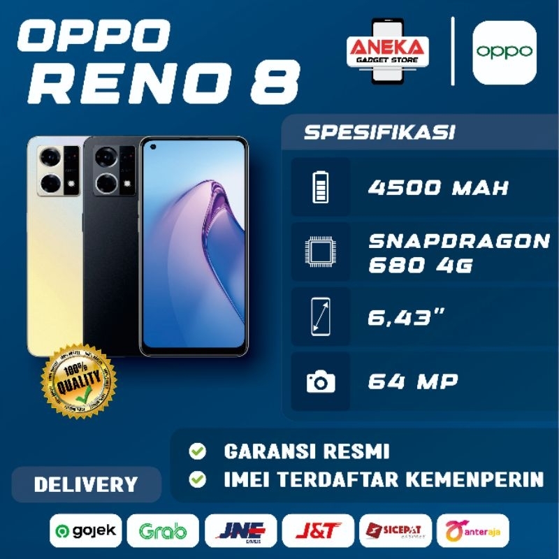 Oppo Reno 8 4G 8GB/256GB Garansi Resmi