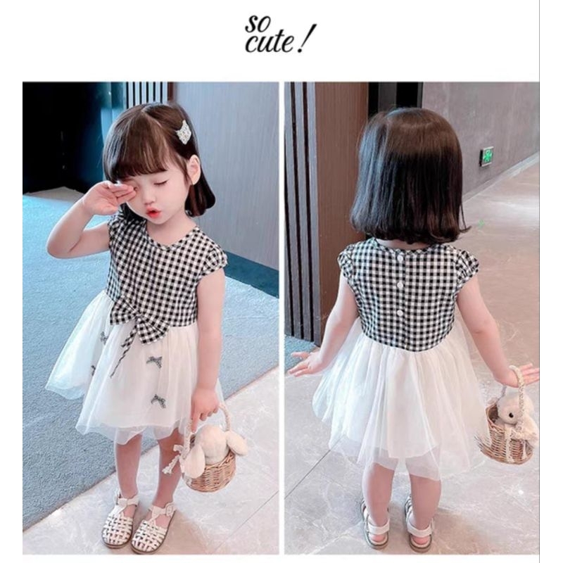 26442JRR WANZI DRESS TARTAN BABY-3TH YELLOW/ORANGE